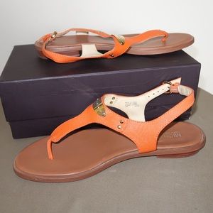 Michael Kors logo plate leather sandals